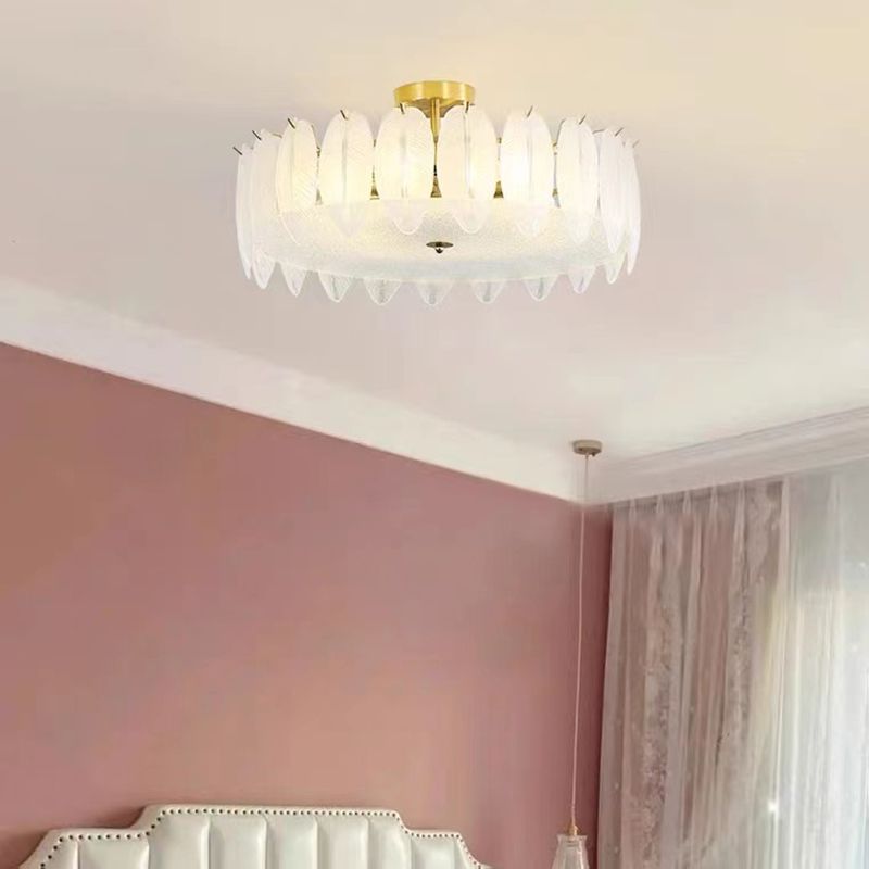Modern Glass Ceiling Lamp Geometric Flush Mount Light Fixture for Bedroom