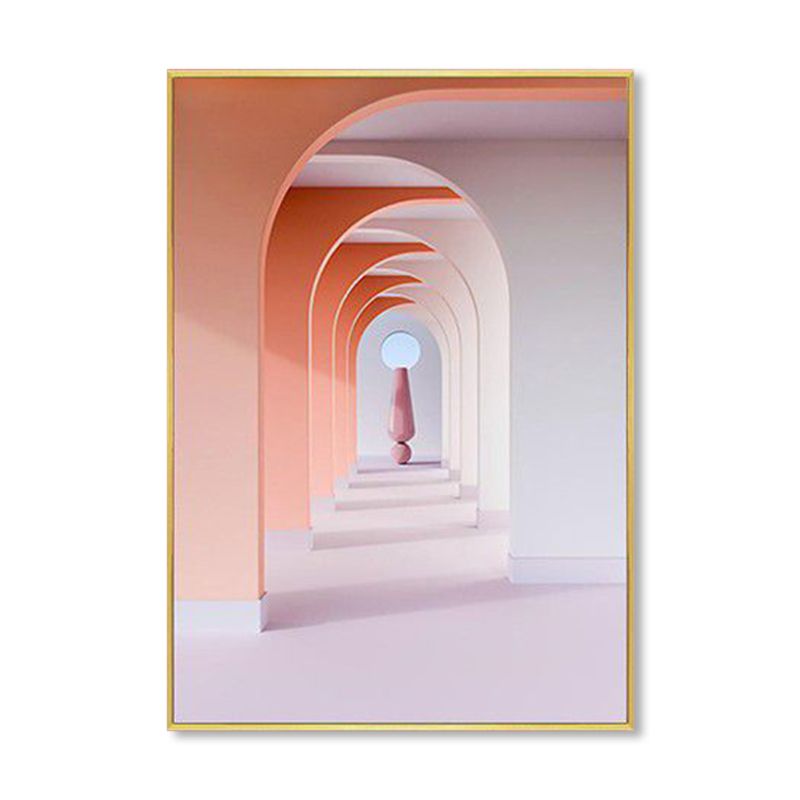 Décoration murale de galerie arquée de couleur douce, toile texturée contemporaine pour chambre