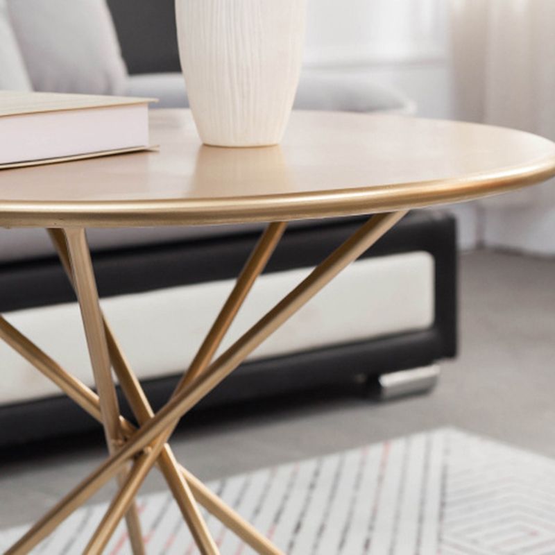 Mid-Century 19.6" Tall Round Top Side Table Metal Frame End Table