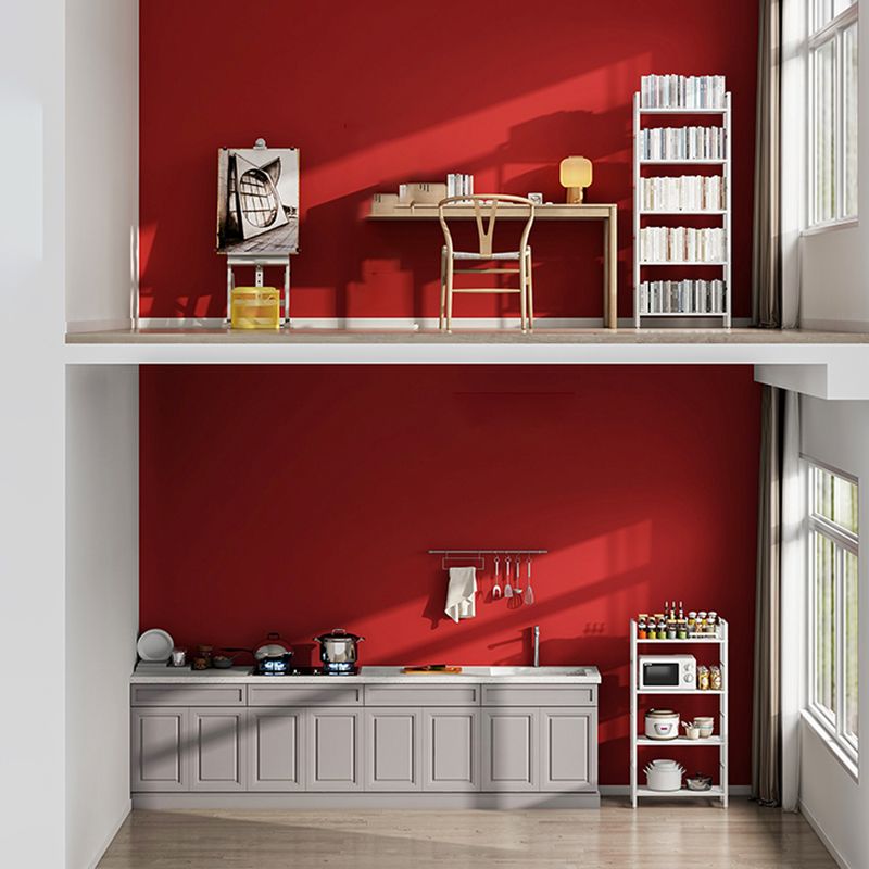 Modern White/Grey Metal Bookshelf Standard Vertical Open Shelf Bookcase