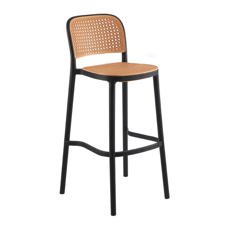 Contemporary Plastic Armless Bar Stool Square Seat with Plastic White and Black Frame