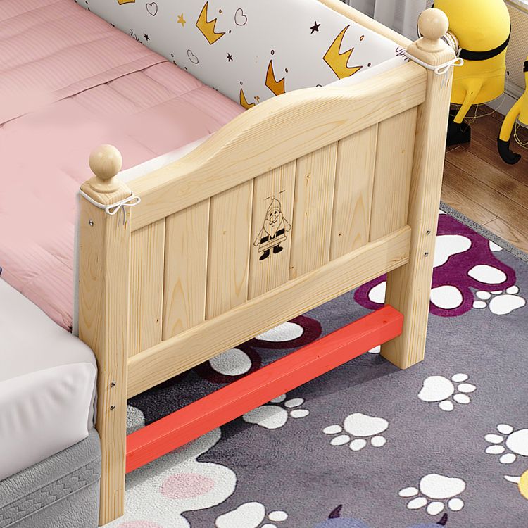 Scandinavian Washed Natural Nursery Bed Solid Wood with Guardrail