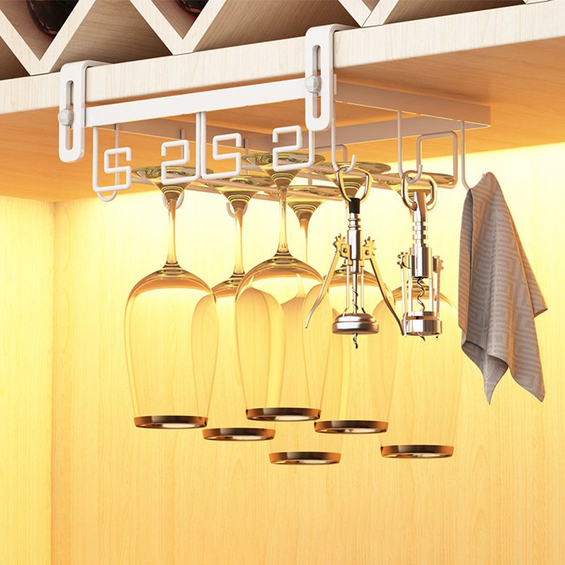 Metal Hanging Modern Wine Rack Wine Stemware Holder in Gold/White