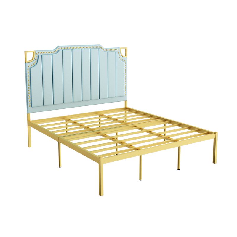 Stepped Bed Panel Leather Headboard Wire-Grid Frame,45.27" H