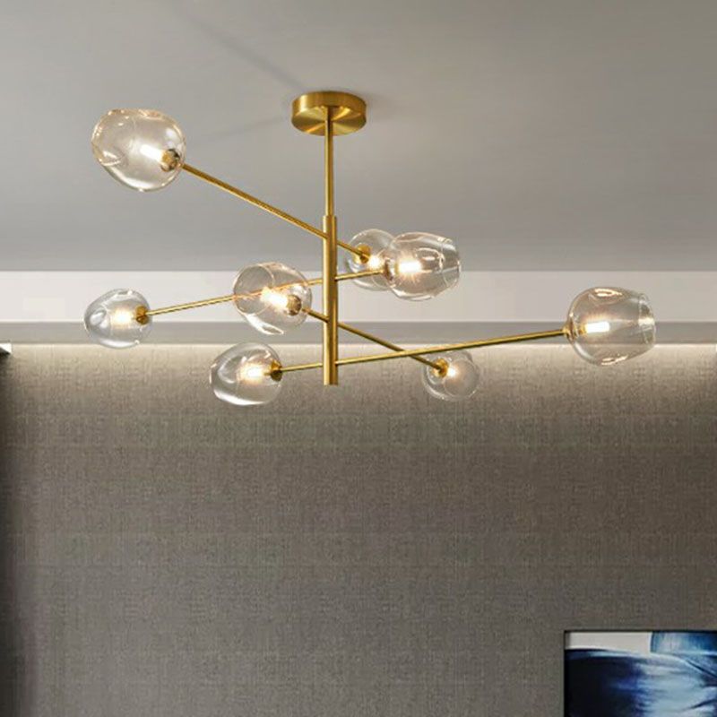 Molecola Lampone del lampadario in vetro Luce a soffitto a sospensione oro minimalista