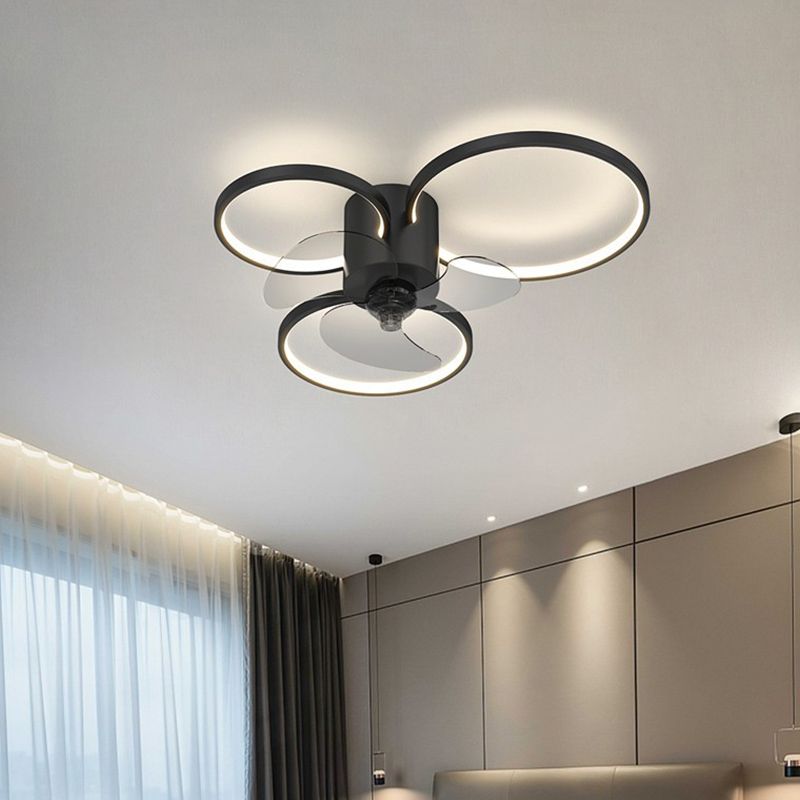 Black LED Ceiling Fan Light Multi-Light LED Ceiling Mount Lamp for Bedroom