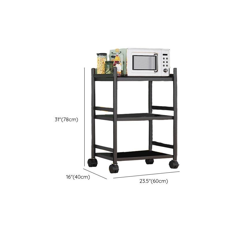 Modern Dining Room Prep Table Black Kitchen Trolley with Locking Wheels