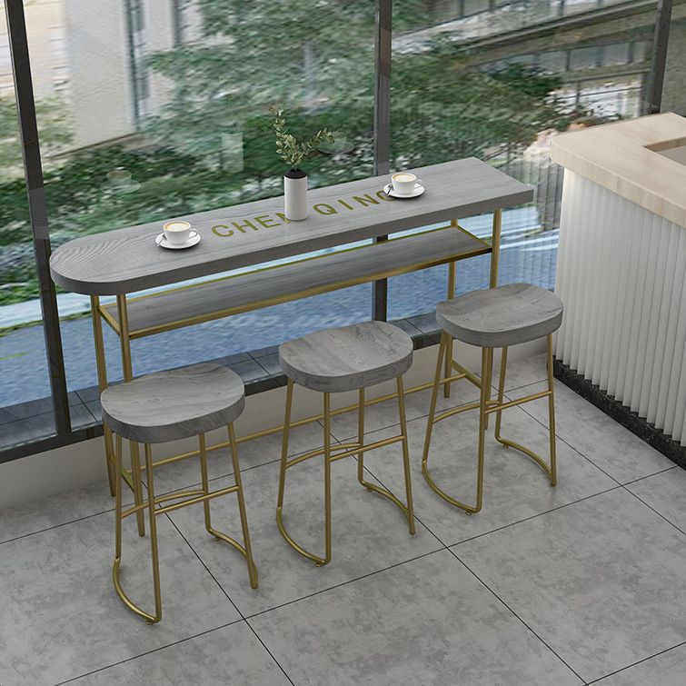 Living Room Oval Counter Height Set 1/2/4/7 Pieces Modern Wood Trestle Counter Set