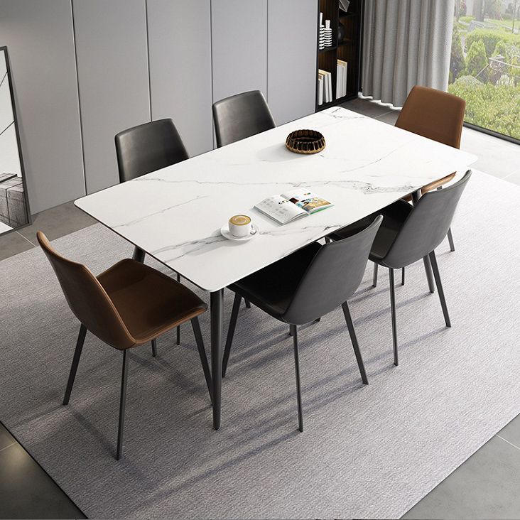 Mesa de piedra rectangular moderna contemporánea 4 patas de la sala de cena