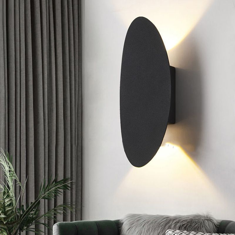 Oval Shape Wall Lamp Modern Style Metal 2 Lights Wall Light in White/Black