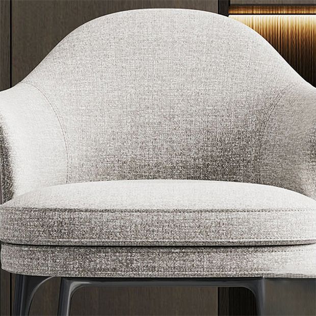 Contemporary Fabric Home Arm Chair Solid Back Matte Finish Dining Chair