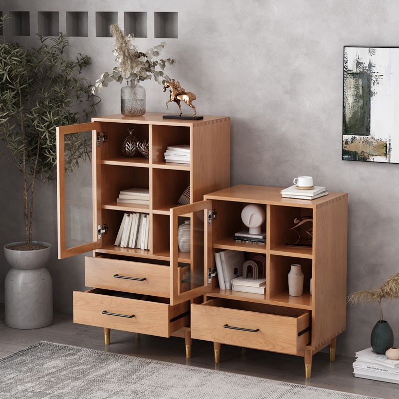 Modern Style Closed Back Bookshelf Wooden Bookcase with Drawer Storage