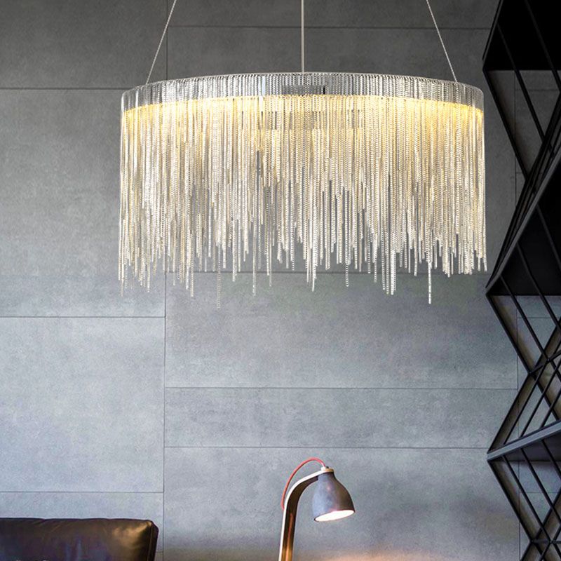 Metal Fringe Circular Pendant Light Postmodern Style Single Suspension Light Fixture for Living Room
