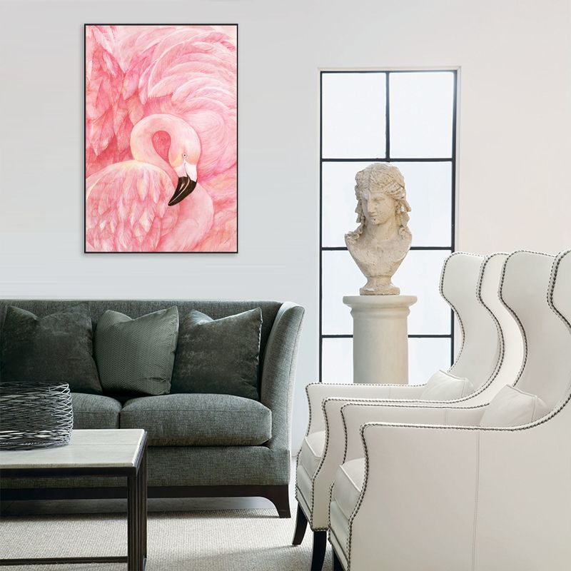 Décoration murale à motif de flamant rose, peinture de Style Tropical de couleur Pastel pour salon