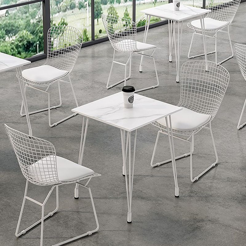 Outdoor Tripod Dining Table Modern Stone Top Metal Base Dinner Table