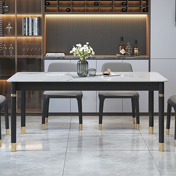 Mesa de comedor rectangular moderno de madera maciza Mesa de piedra sinterizada para comedor y cocina