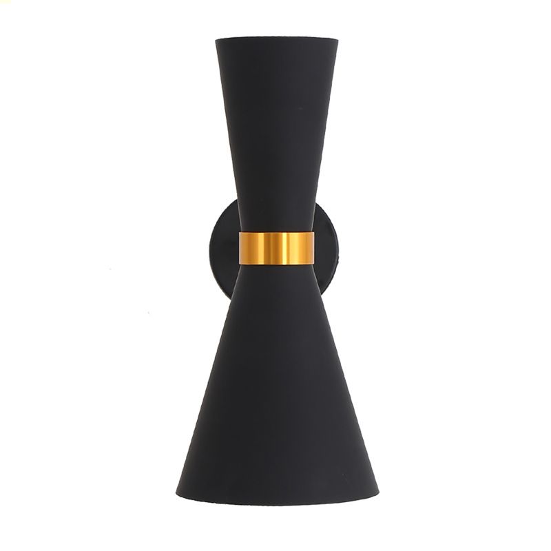 Modernista Flare Diseño Luz de la Luz de la Luz de Metal 2 Bulbos de la pared del dormitorio Iluminación de pared en negro