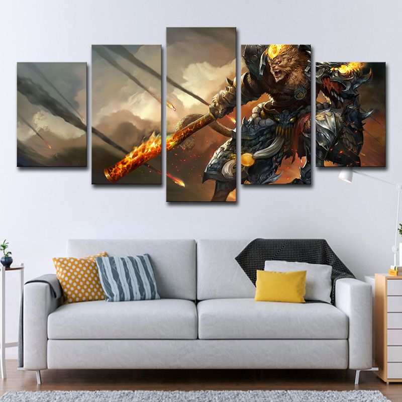 Cartoon Game Character Canvas Art Brown Multi-Piece Wall Decoration for Boys Room