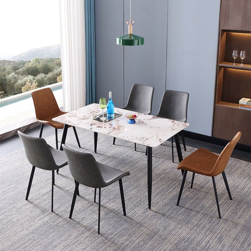 Black Metal Frame Industrial Rectangle Dining Table Sintered Stone Table for Home