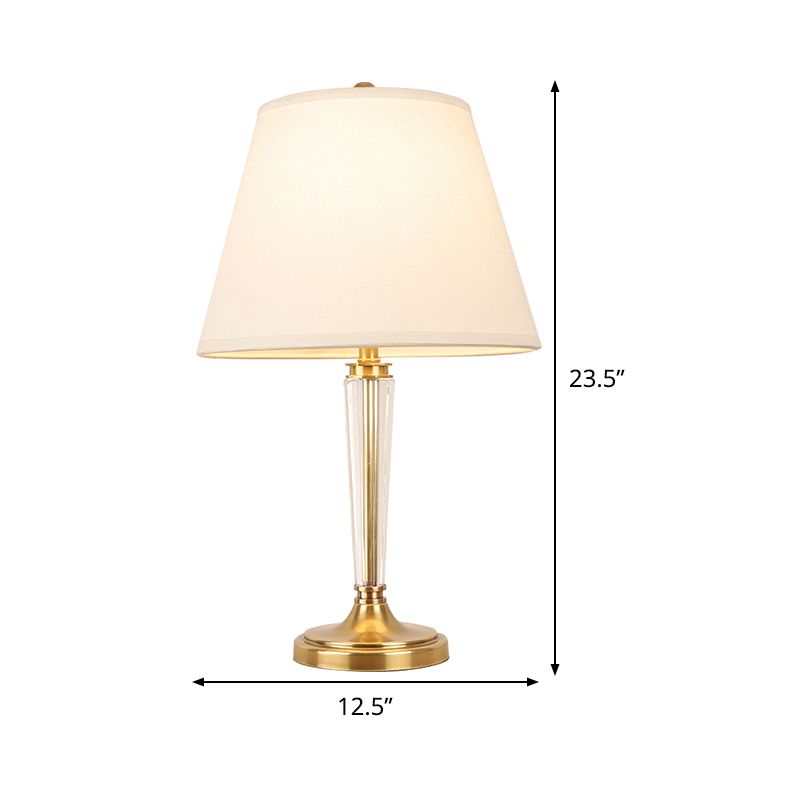 1 tête de salon table claire la lampe de bureau blanc moderne avec une teinte en tissu fustile large