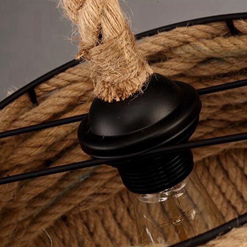Canna intrecciata a mano a sospensione Light Industrial Style Industrial Stiro battuto con tonalità affusolata per il ristorante