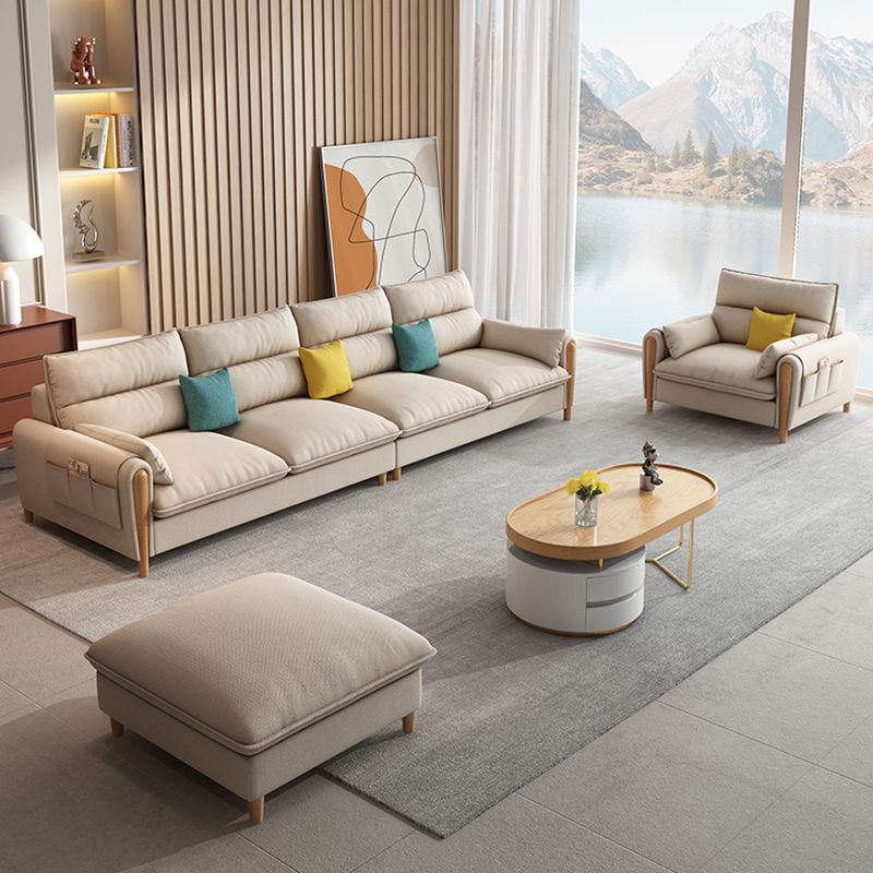 Modern Sewn Pillow Back Standard Pillow Top Arm with Storage Sofa