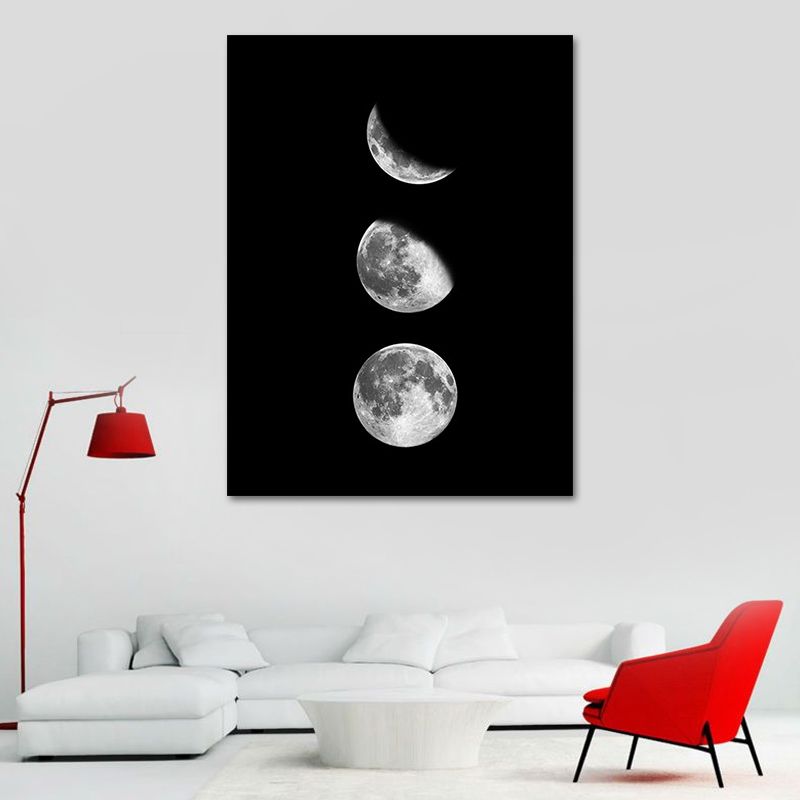 Canvas Textured Art Print Minimalistic Photographic Moon Eclipse Wall Decor for Home