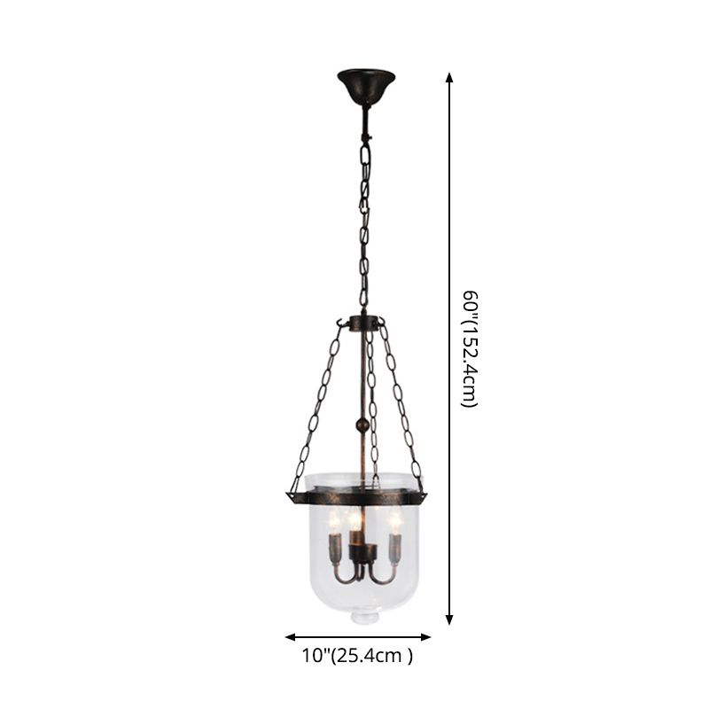 Black Bucket Chandelier Light Fixture Industrial Style Glass Dining Room Pendant Lighting