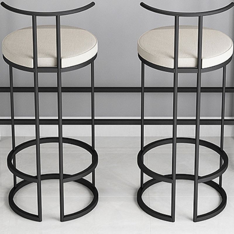 Contemporary Upholstered Counter Stool Bar-height Bar Stool with Metal Base