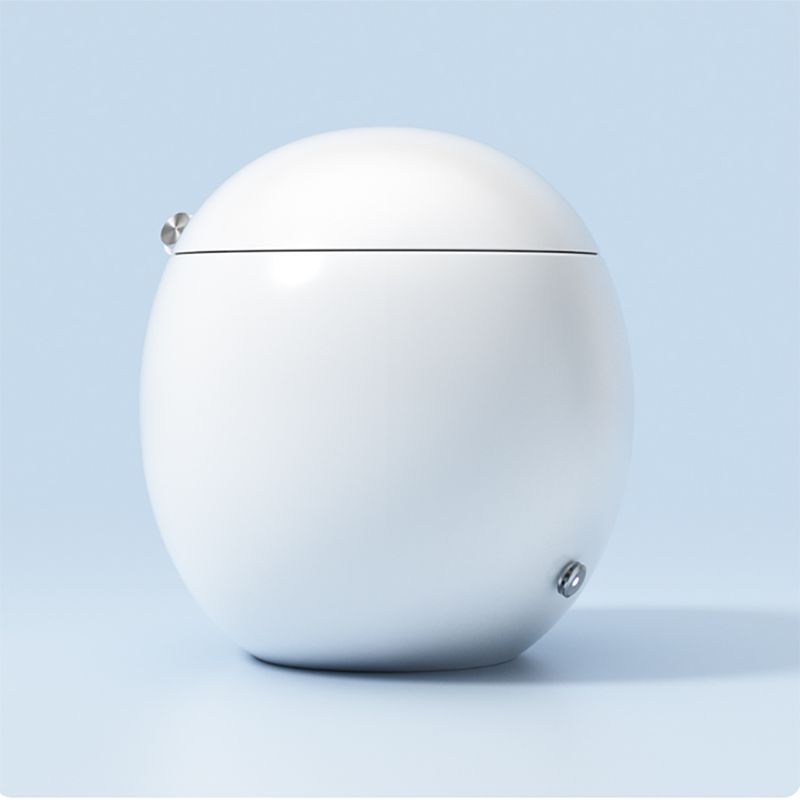 Contemporary White Round Foot Sensor Ceramic Deodorizing Floor Mount Bidet