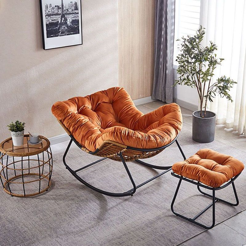 Contemporary Rocker Chair Upholstered Antique Finish Rocking Accent Chair