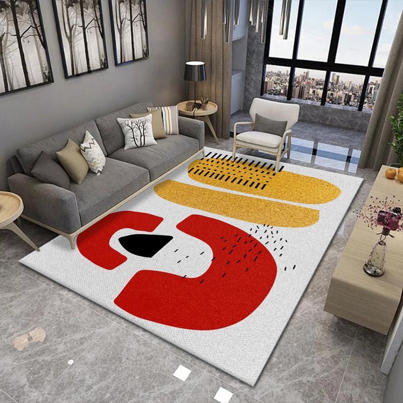 Yellow Graphic Carpet Polyester Modern Carpet Washable Carpet for Drawing Room
