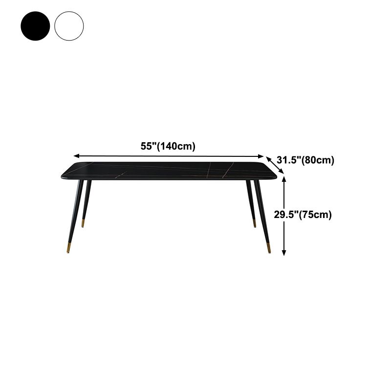 Industrial Style Stone Dining Table 4 Legs Dining Room Collection for Indoor
