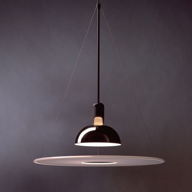 Minimalist Indoor Pendant Light, Dome Shade Metal 1-Light Pendant Lighting with Disk Under