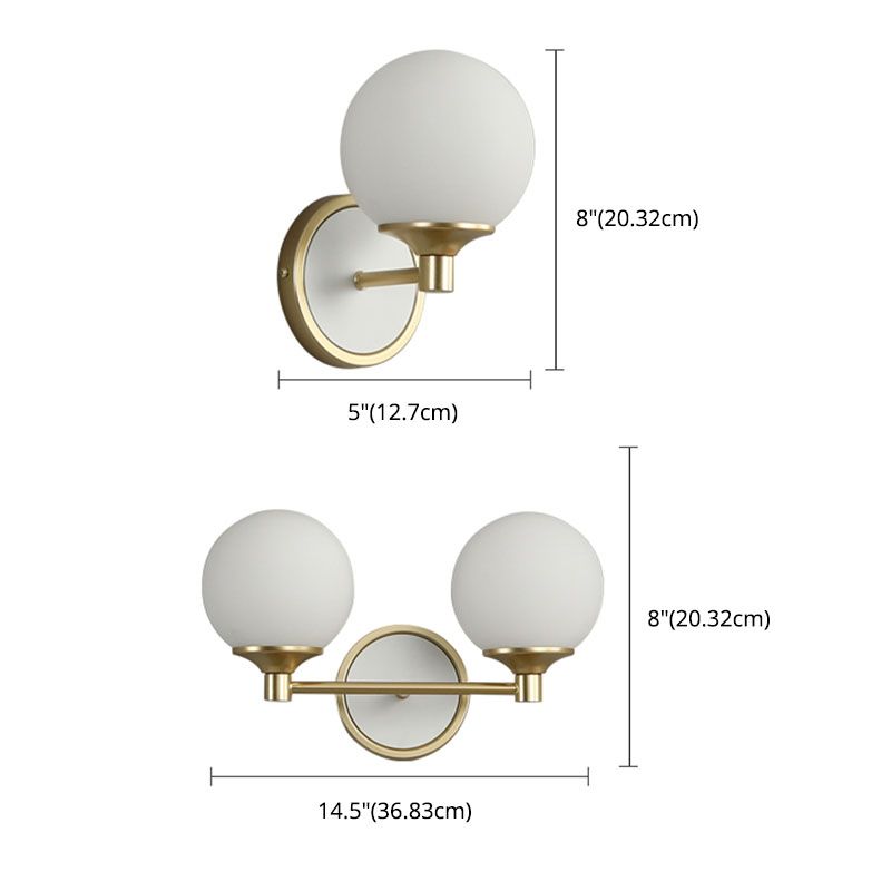 White Sphere Wall Light Sconce Modern Glass Wall Mount Light Fixture for Bedroom