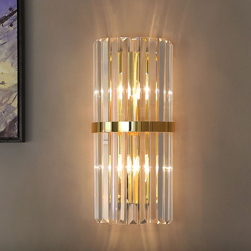 Crystal Half-Cylinder Shape Wall Light Modern Style 2 Lights Wall Light Sconce