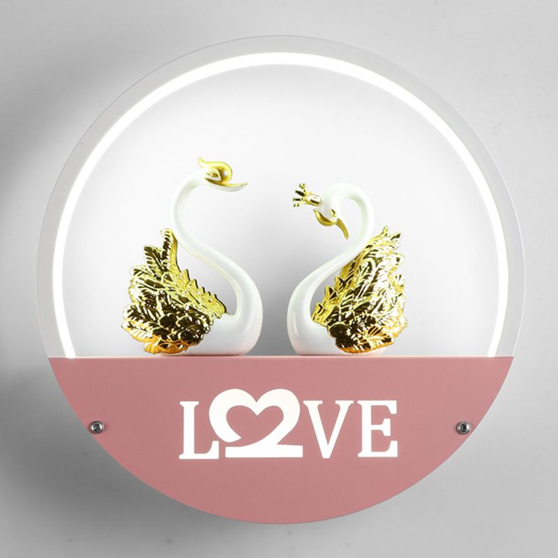 Nordic Style Iron Wall Light Round Shape LED Wall Lamp with Silica Gel Shade for Bedroom