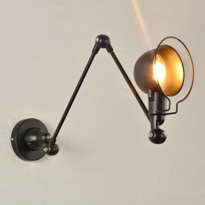 1-Licht-Schüssel Rotatable Task Wall Light Industrial Black Eisenwandhalterung Leuchte mit Rahmenschutz