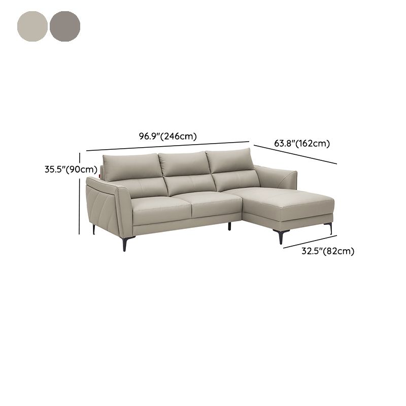 Genuine Leather Square Arm Sectionals -Contemporary Sectional Couch