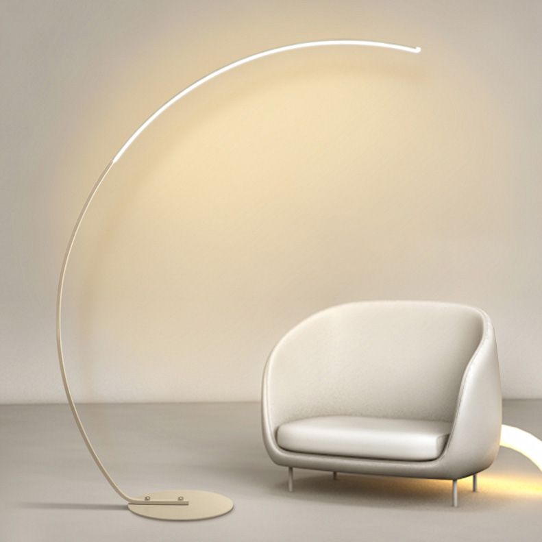 Curve Shape Metal Floor Lighting Contemporary Style 1 Light Floor Lamp