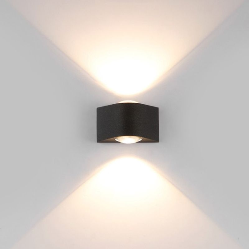 2 Light Geometric LED Wall Light Fixture Aluminum Wall Mounted Fixture in Black