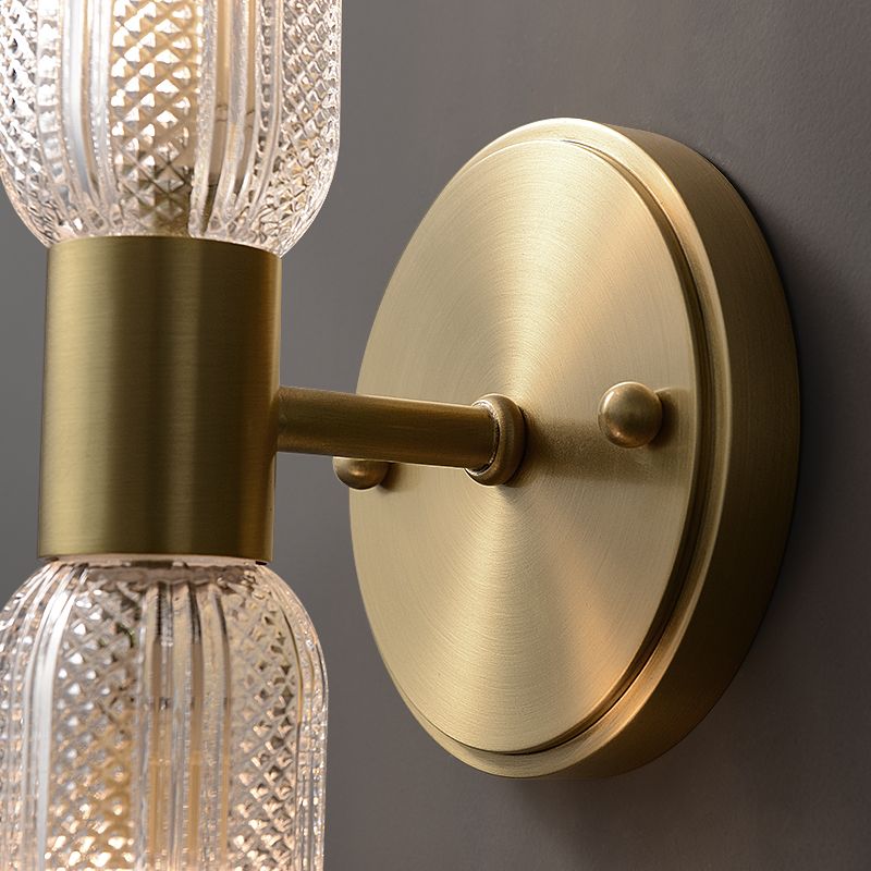 Gold Glass Wall Lamp in Modern Creative Style Copper Cylindrical Wall Sconce for Interior Spaces