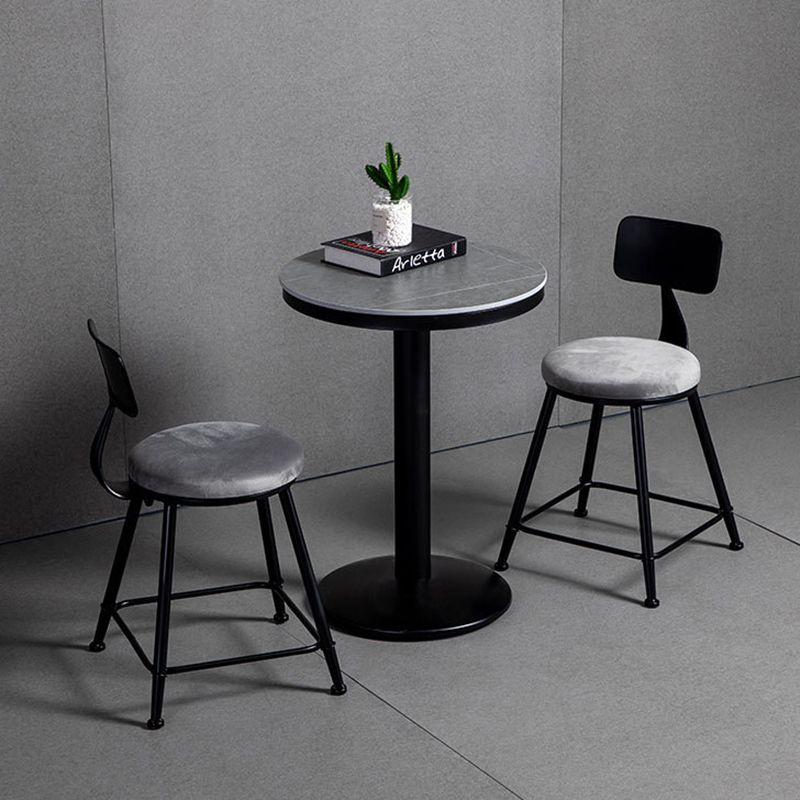 1/2/3 Pieces Industrial Iron Bar Table Set Round Bistro Set with Grey Stone Top