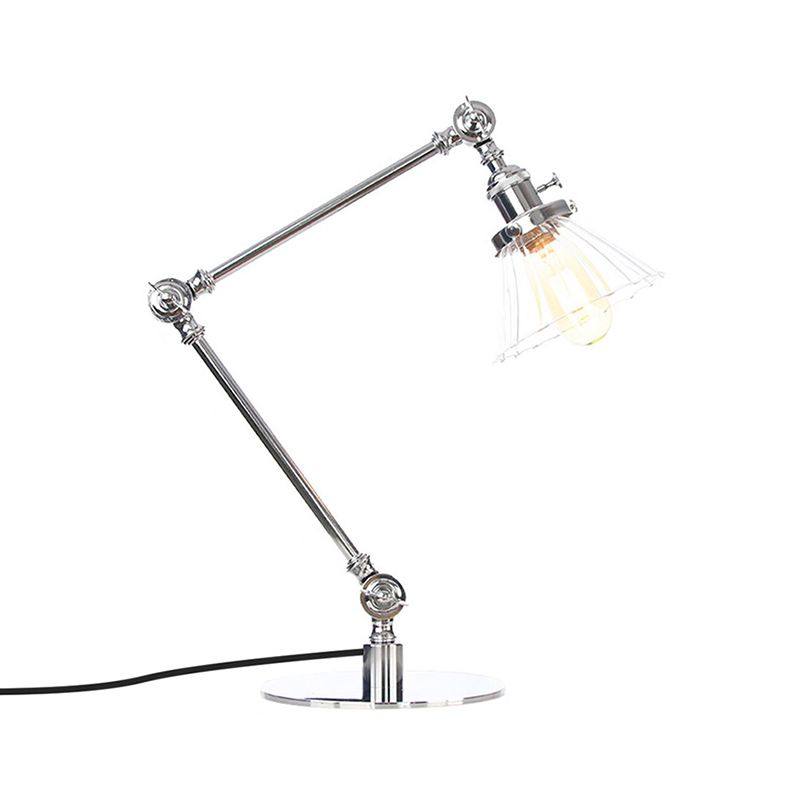 Cone Clear/Amber Glass Table Lamp Warehouse Stylish 1 Light Black/Brass Table Lighting for Study Room