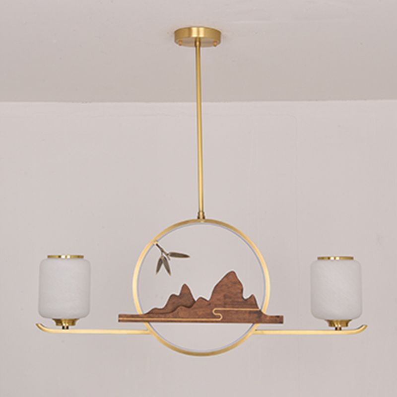 Moderne hanglampcilinder Witglas eiland hanglampen voor kookeiland