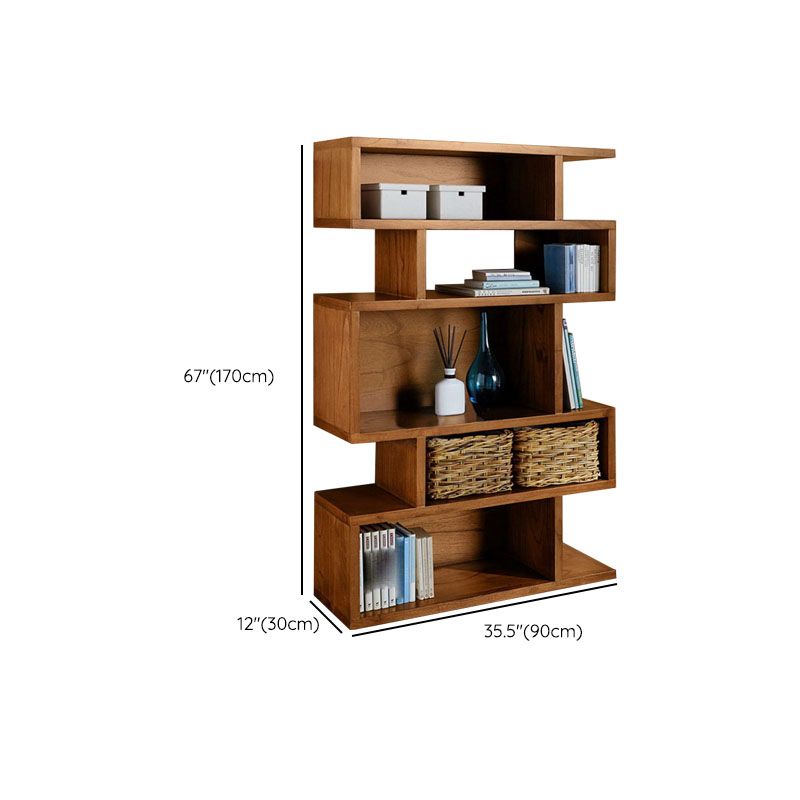 Geometric Closed Back Bookshelf Contemporary Wood Bookcase with Shelves