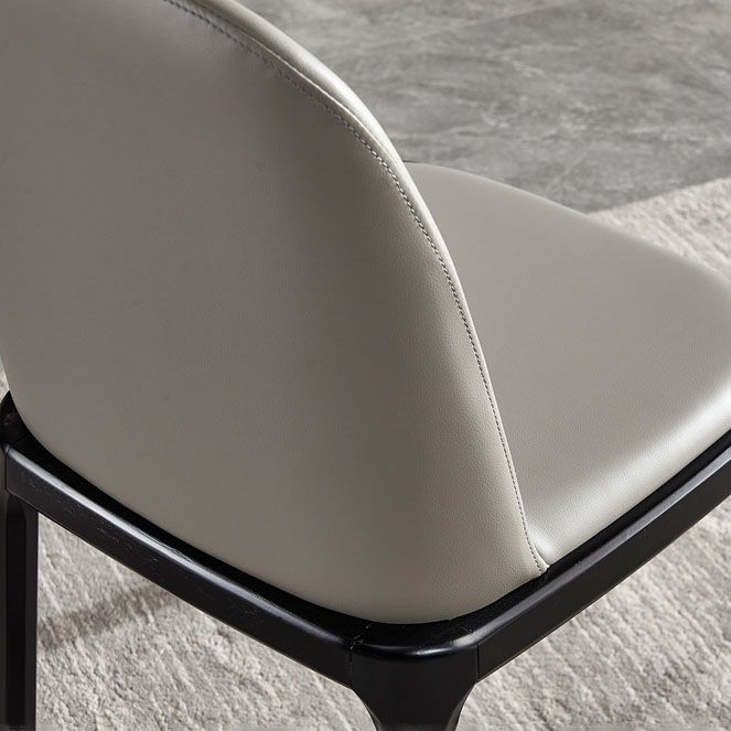 Industrial Home Parsons Silla auxiliar Silla de comedor de cuero con patas de madera