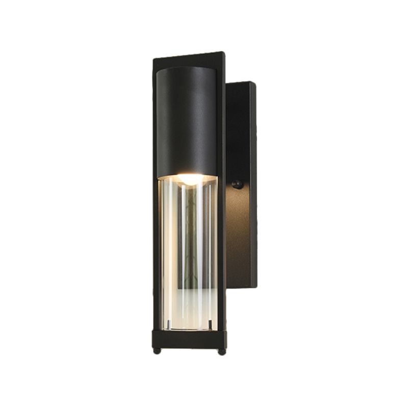 Transparent Glass Black/Brass Wall Lamp Column 1 Head Industrial Flush Mount Wall Sconce