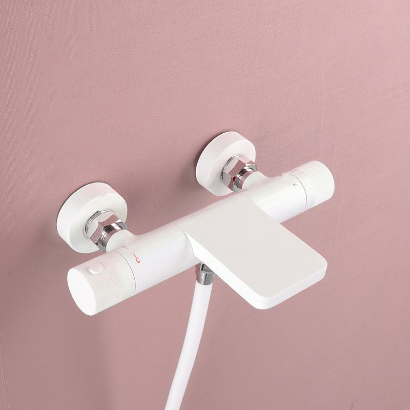 Waterfall Tub Filler Copper Wall-Mounted Double Knob Handle Tub Filler with Handshower