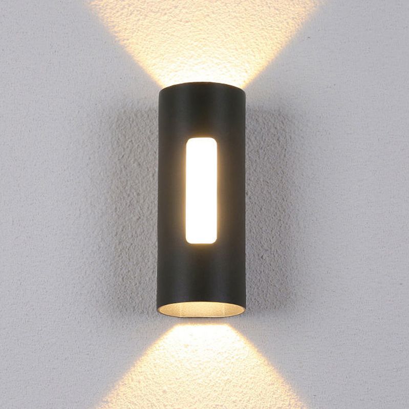 Cylinder Shape Wall Lamp Modern Style Metal 2 Lights Wall Light for Outdoor